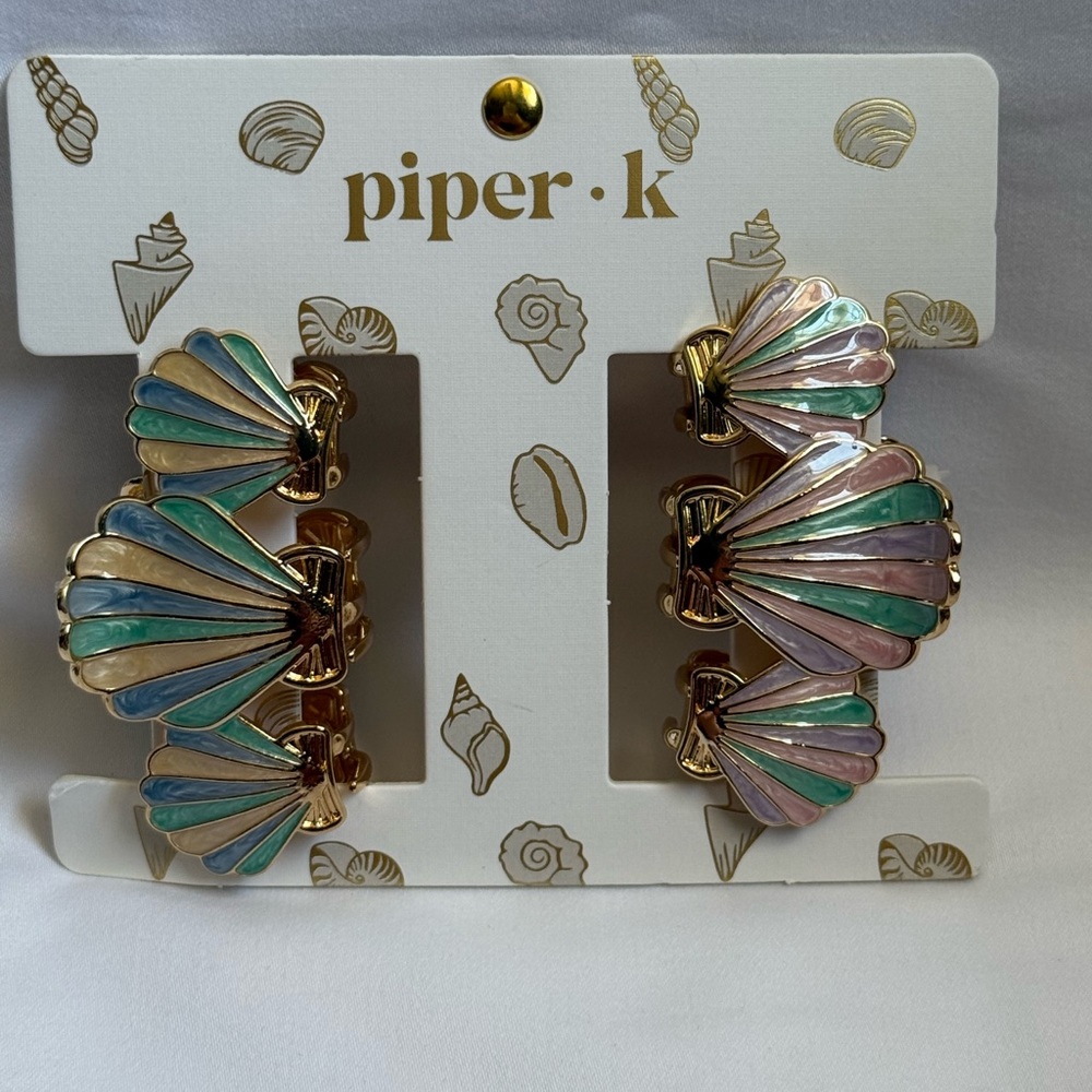 Piper K Multicolor Shell Hair Clips 2 pack